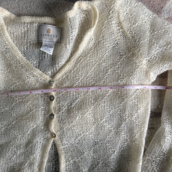 Vintage 90s/00s Express Tricot Sweater Top Medium Mohair Blend Doen Sezane Style - Picture 6 of 10